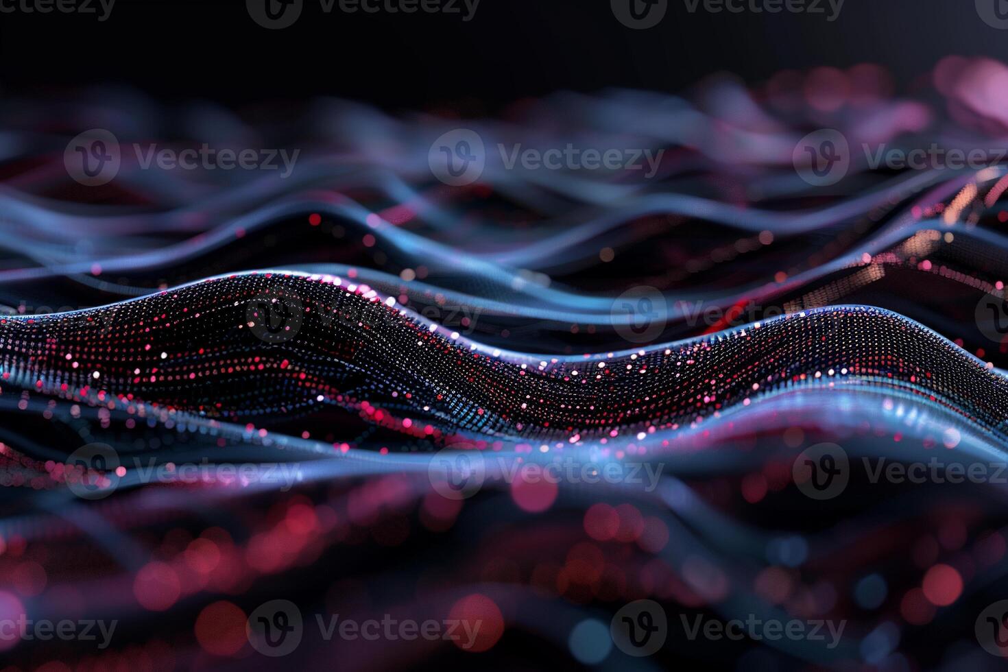 Abstract digital wave, data flow, particle network photo