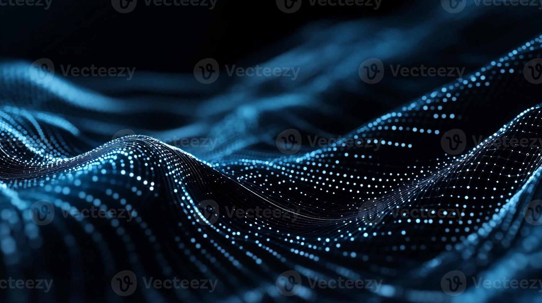 Abstract digital wave. Complex network of glowing dots creating a dynamic, undulating form photo