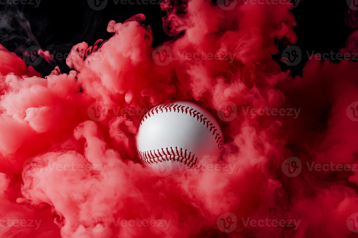 A baseball is in the smoke photo