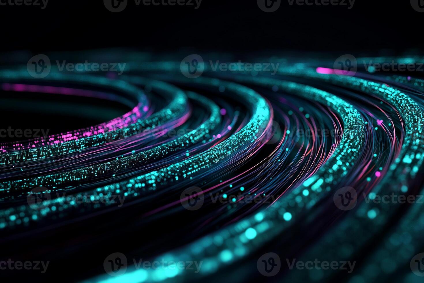 A close up of a circular pattern of light photo