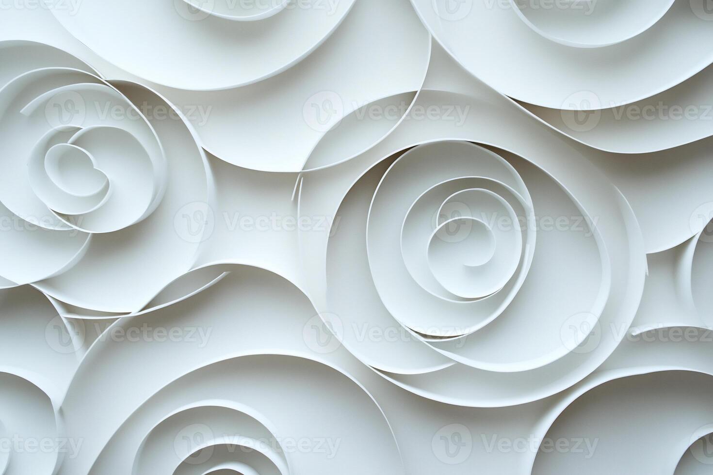 Abstract paper swirls in white photo