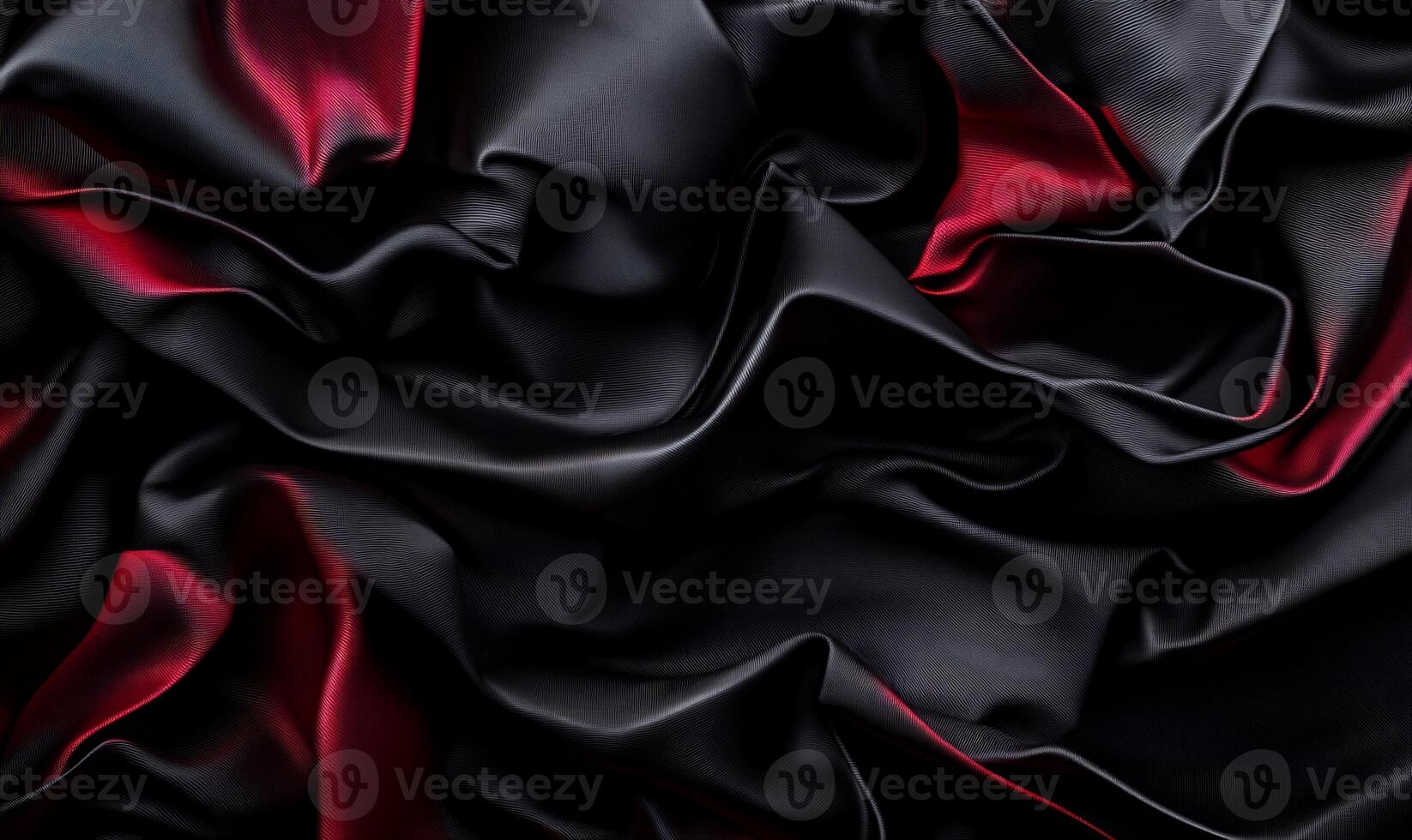 Draped black and crimson silk fabric photo