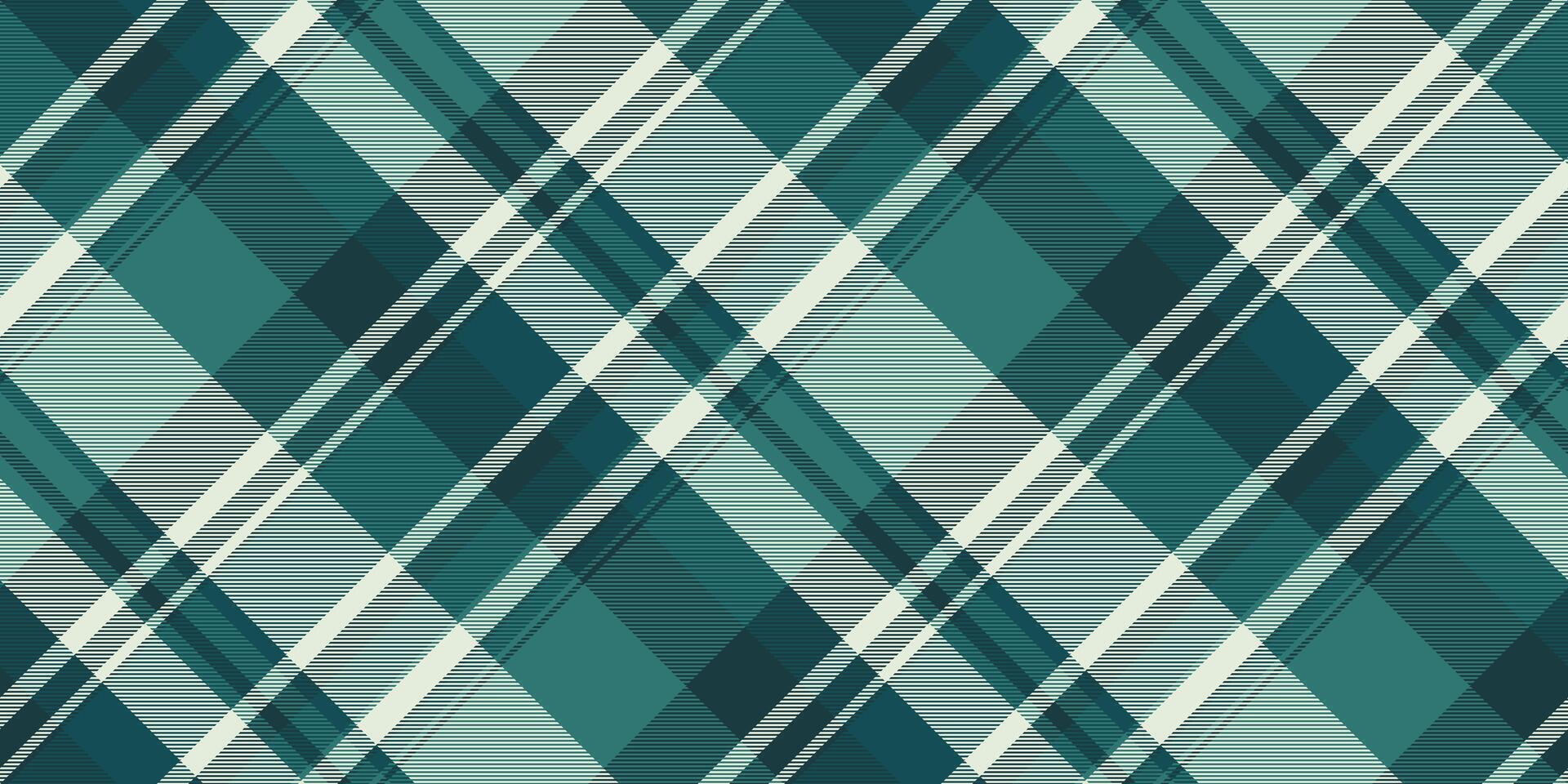 Luxury plaid check tartan, surface pattern textile texture. National background fabric seamless in white and teal colors. vector