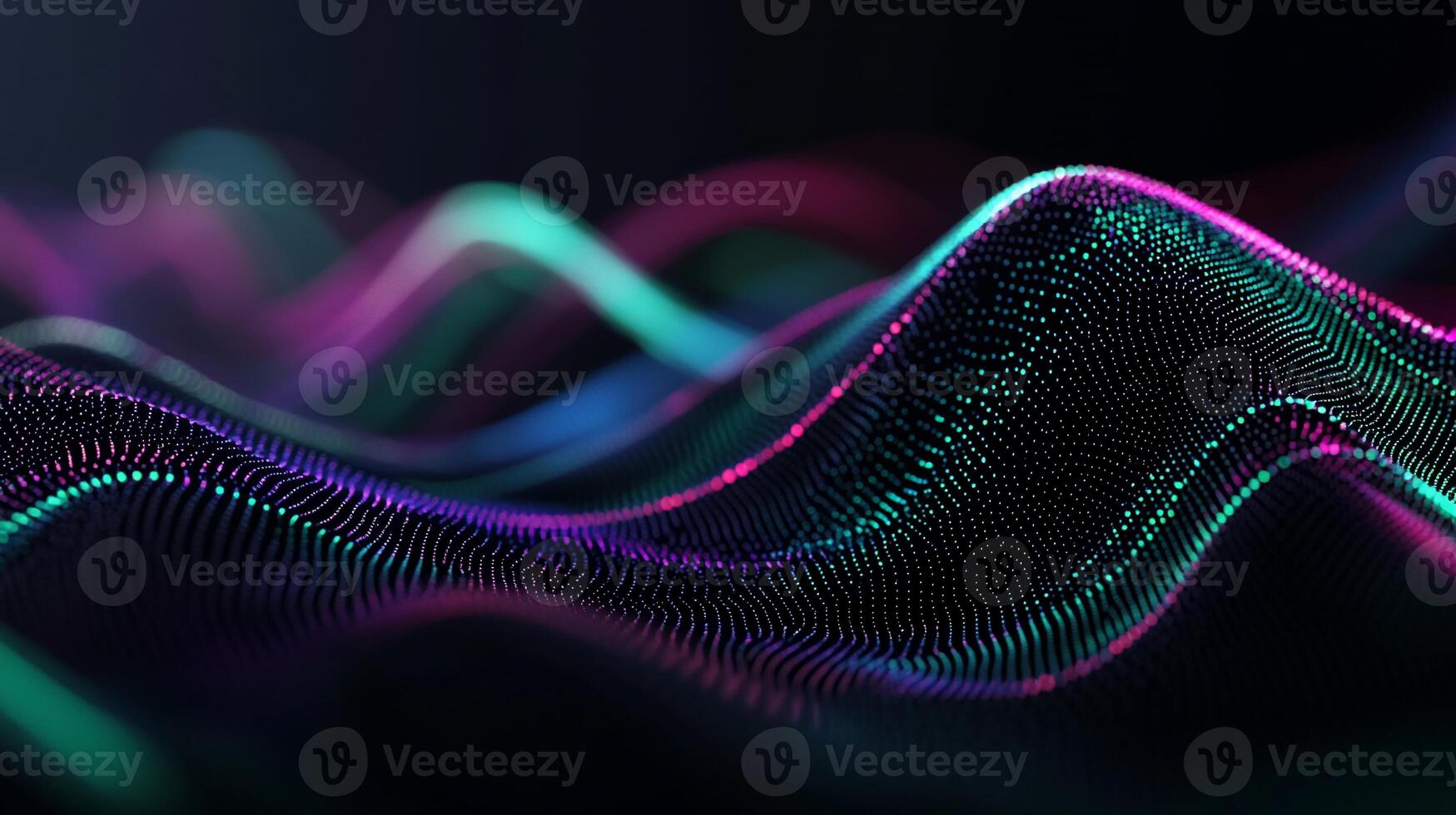 Abstract digital wave patterns in vibrant colors. Complex data visualization. Dynamic, flowing, and mesmerizing photo