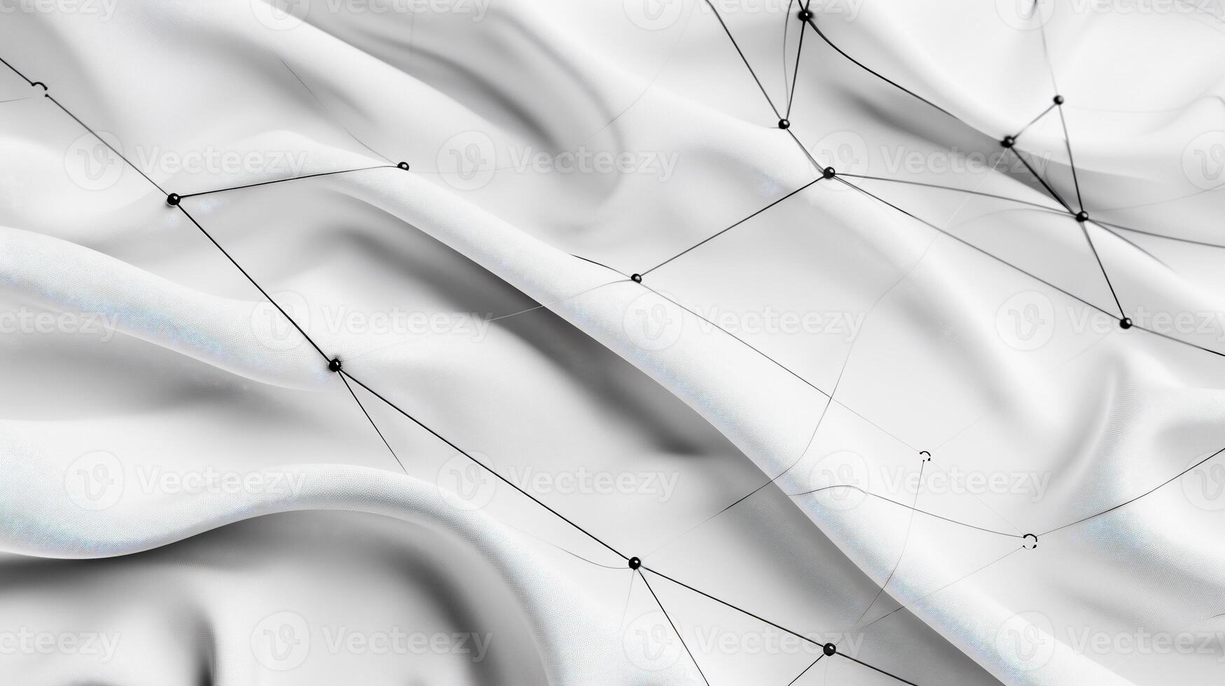Abstract white fabric with interconnected lines. Detailed network structure on a smooth surface photo