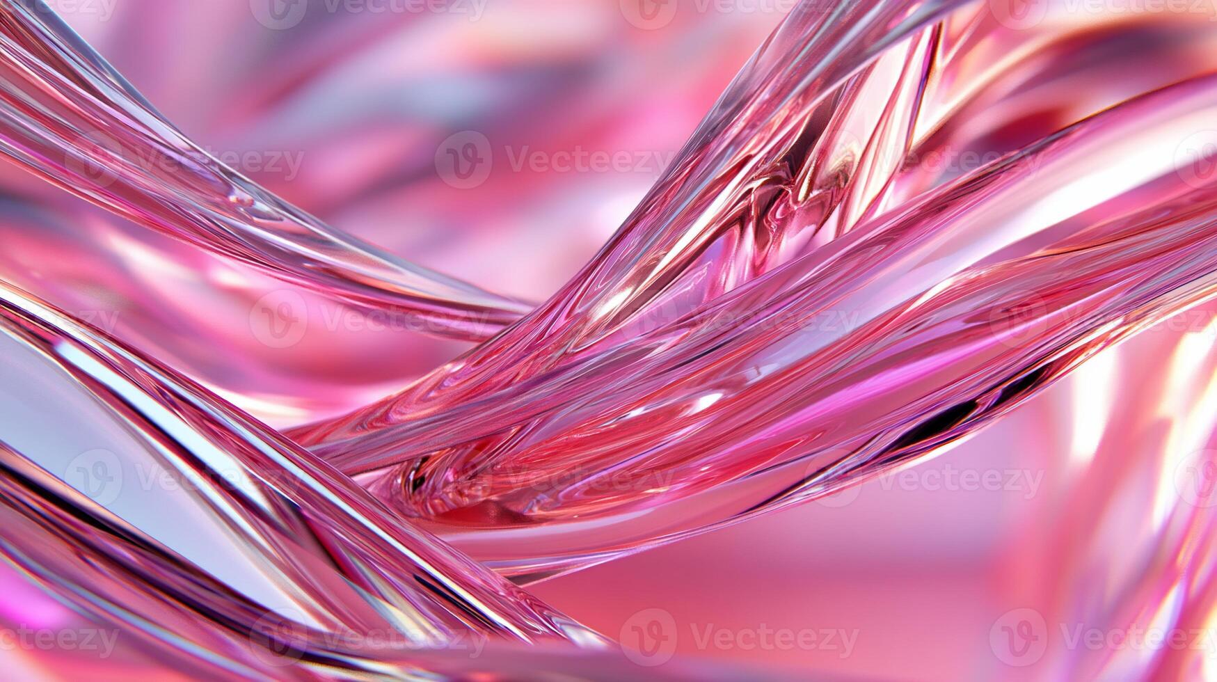 Abstract swirling ribbons of translucent pink glass. Intricate, flowing, and glossy forms create a mesmerizing visual effect photo