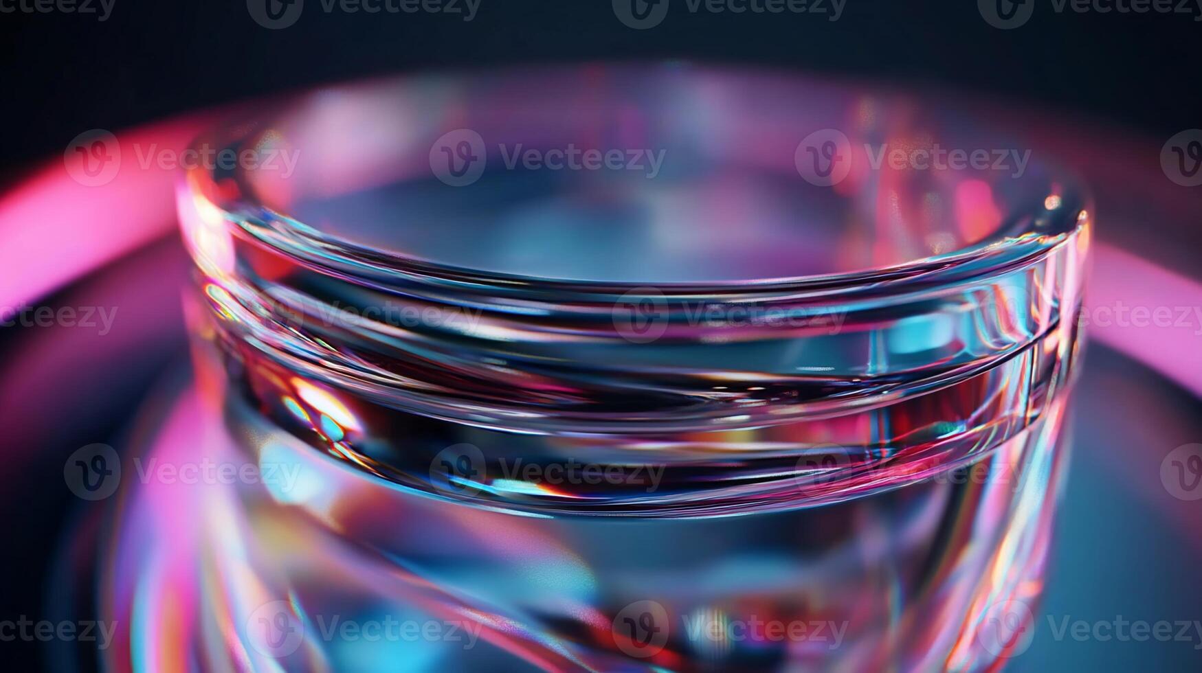 Abstract glass object with vibrant neon lighting photo