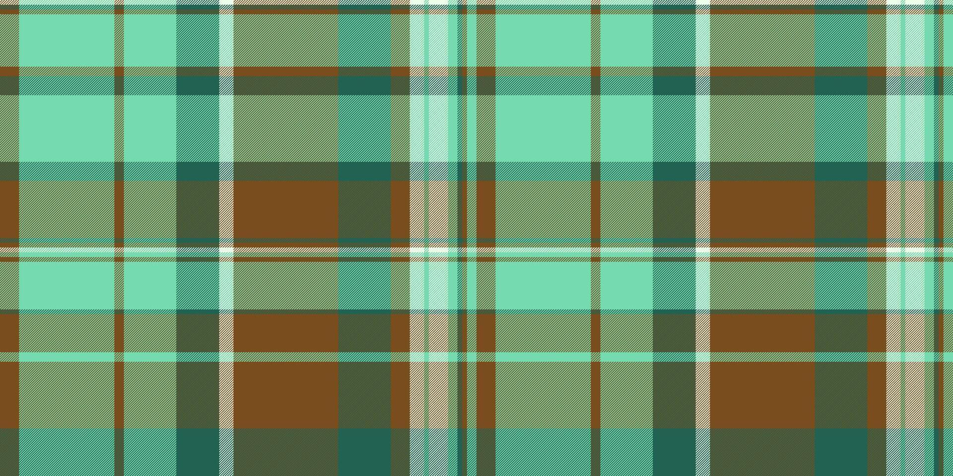 Vibrant teal, brown, and beige plaid pattern. Perfect for textile designs, website backgrounds, or fashion projects. vector