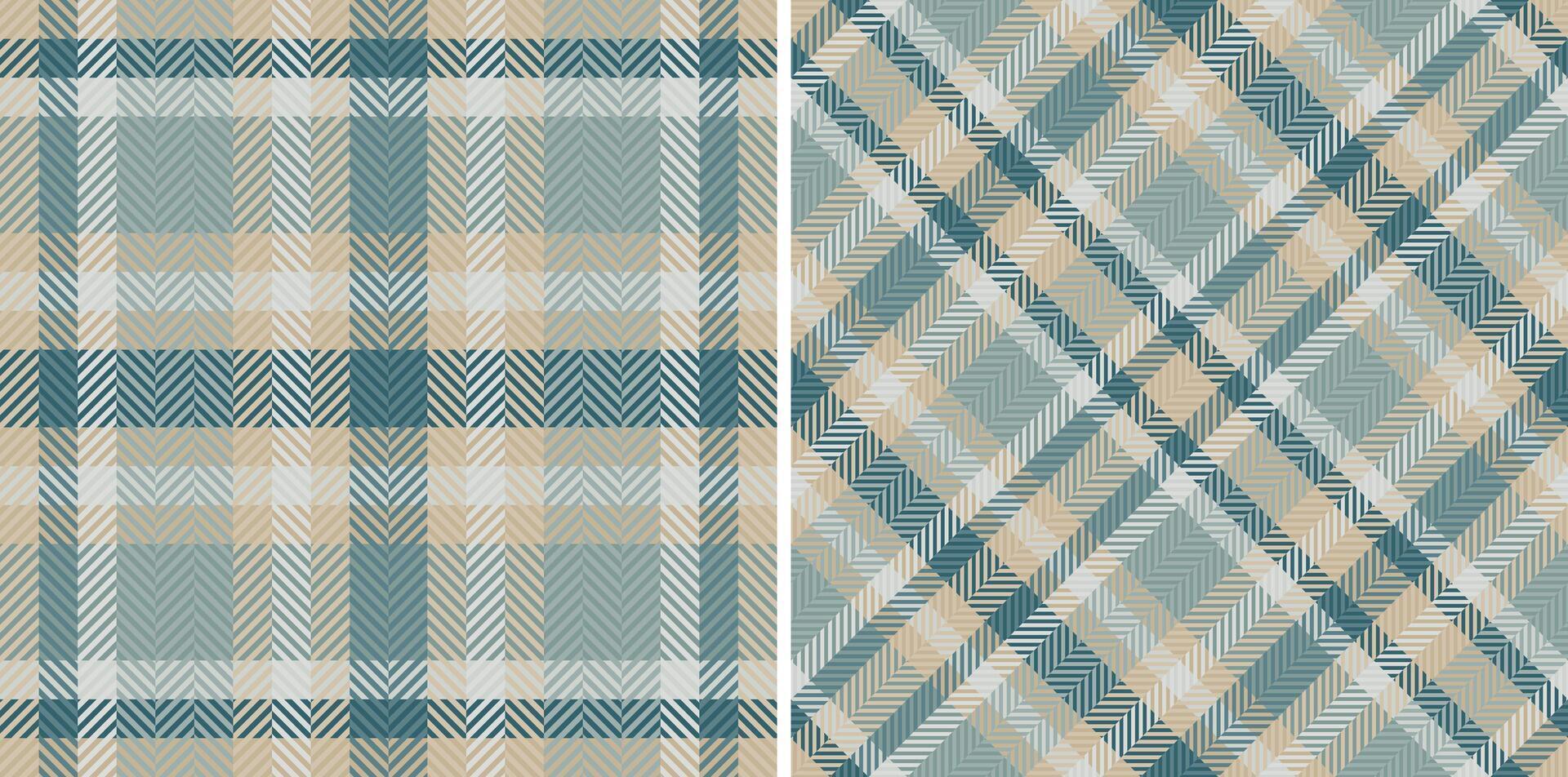 Elegant herringbone and plaid patterns in soft teal, beige, and white. Perfect for textile design, apparel, or website backgrounds. vector