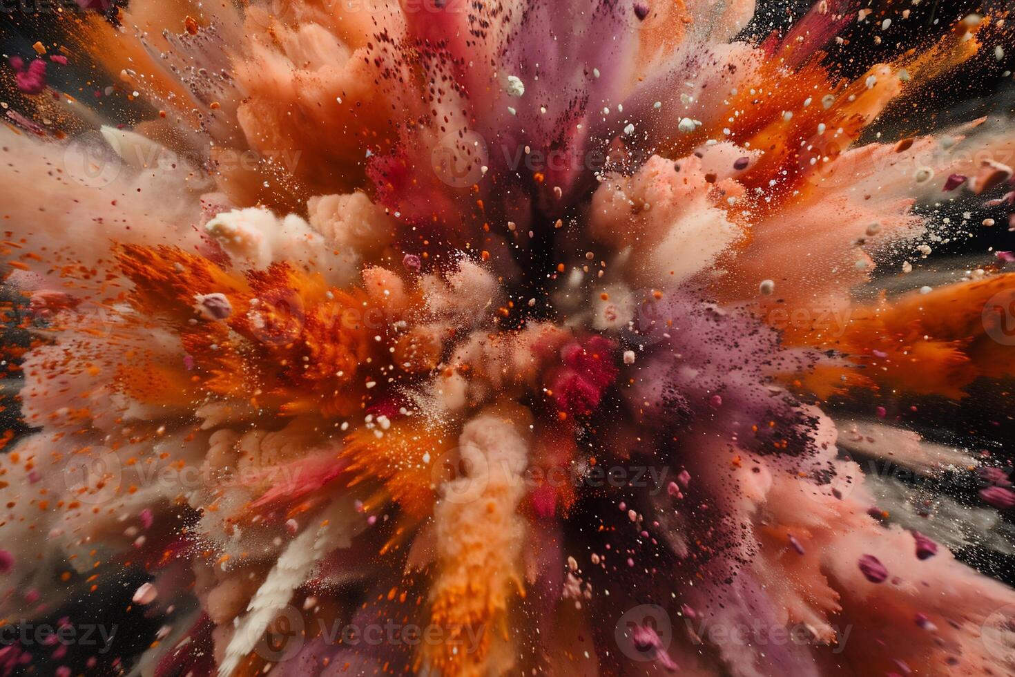 A colorful explosion of powder is shown in this image photo