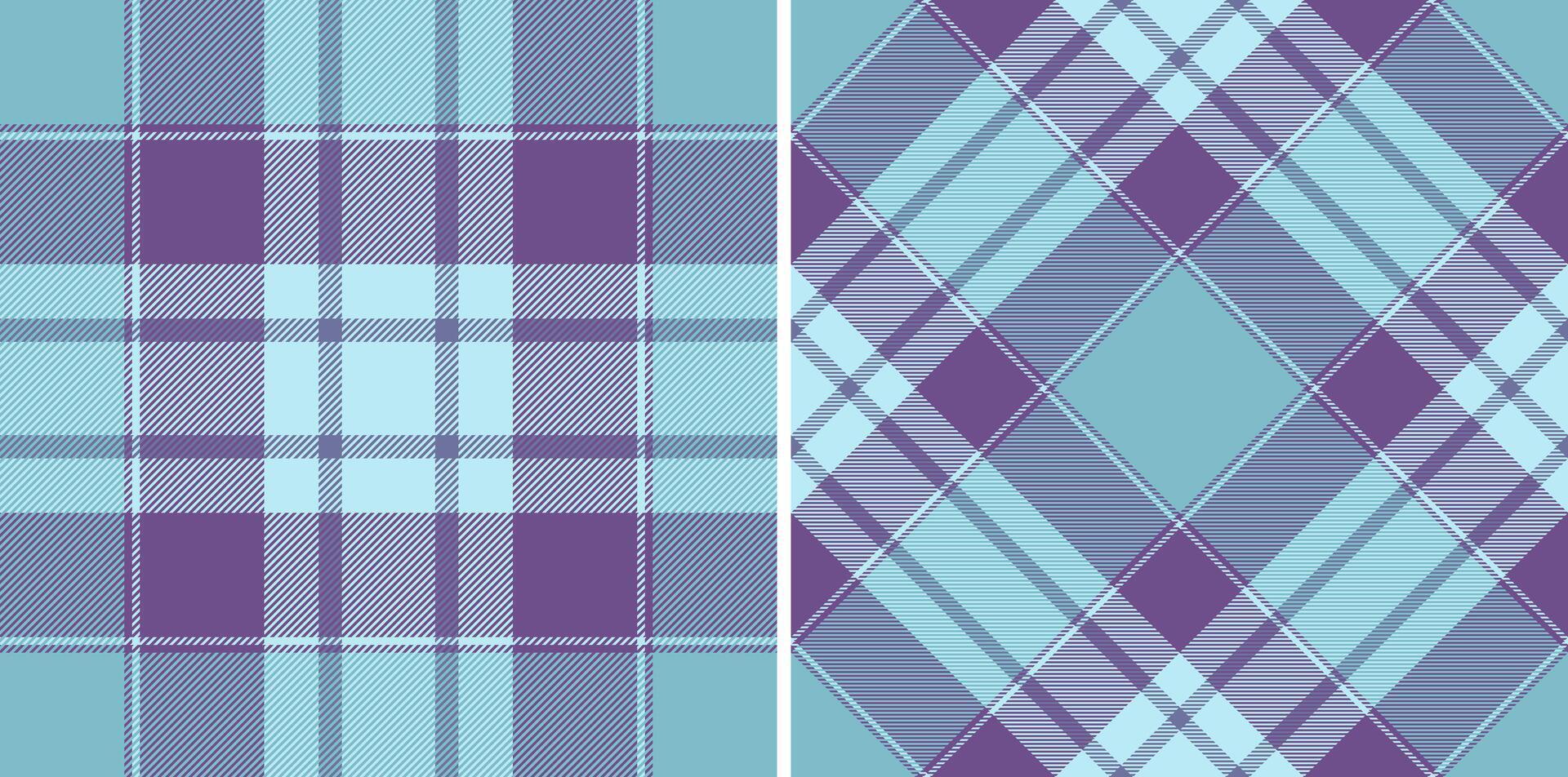 Two elegant pastel plaid patterns in teal and purple. Perfect for textile design, fashion, scrapbooking, or website backgrounds. vector