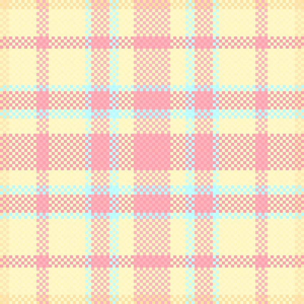 Pastel pink, yellow, and blue plaid pattern. Perfect for backgrounds, textiles, and website design. Sweet and cheerful, this seamless texture evokes feelings of happiness and nostalgia. vector
