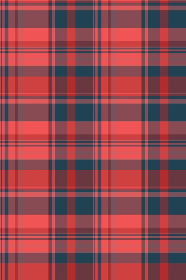 Layered check plaid, pillow textile background tartan. Fall fabric seamless texture pattern in red and cyan colors. vector