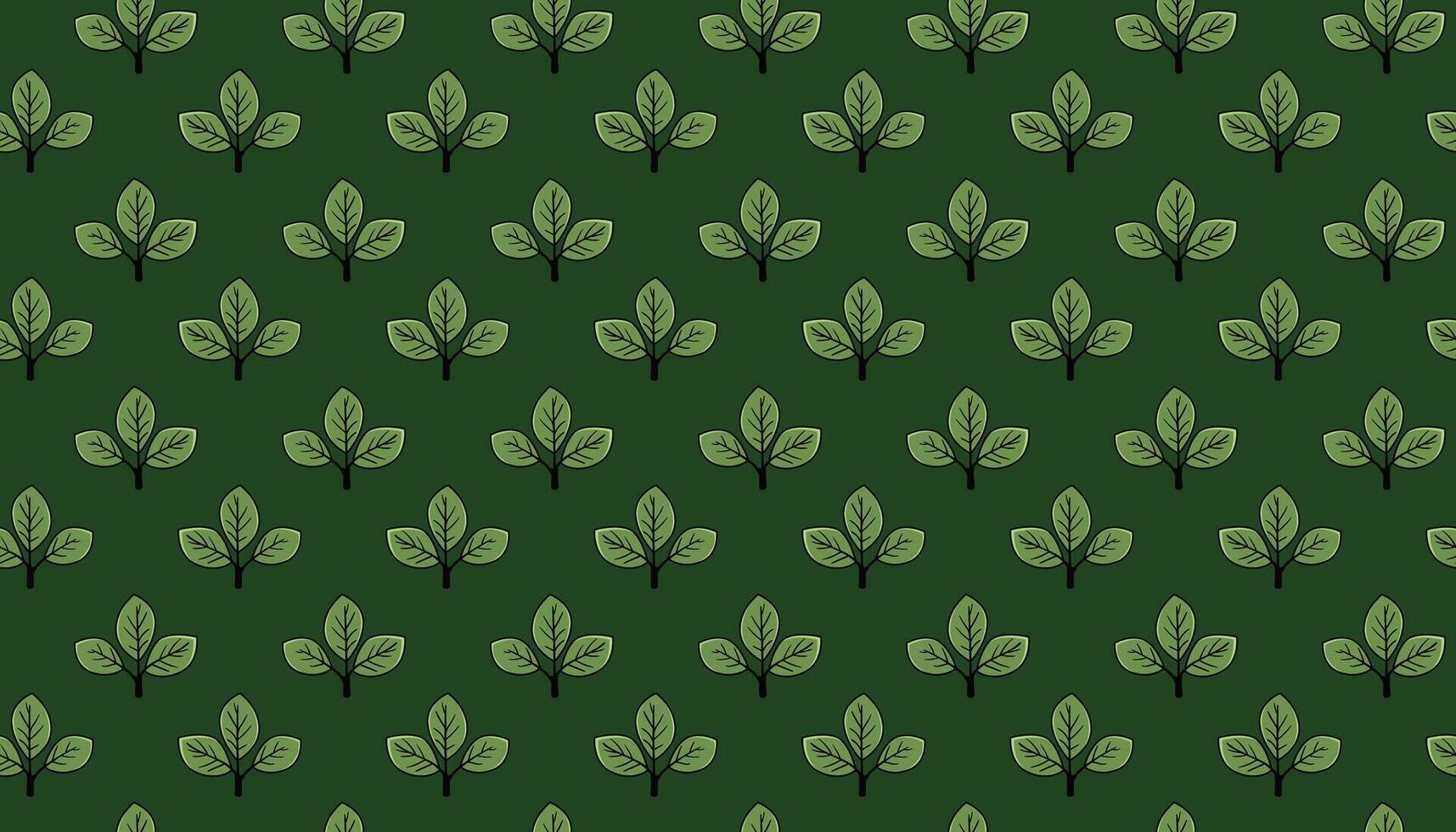 Elegant seamless pattern of stylized leaves on a deep green background. Perfect for ecofriendly branding, textile design, or naturethemed projects. vector