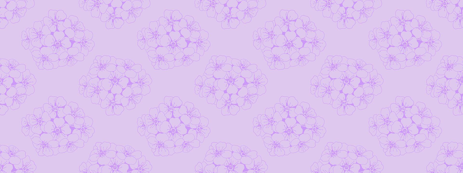 Elegant lavender floral pattern. Delicate flower bouquets create a seamless texture, perfect for textile design, wallpaper, or website backgrounds. Evokes serenity and femininity. vector