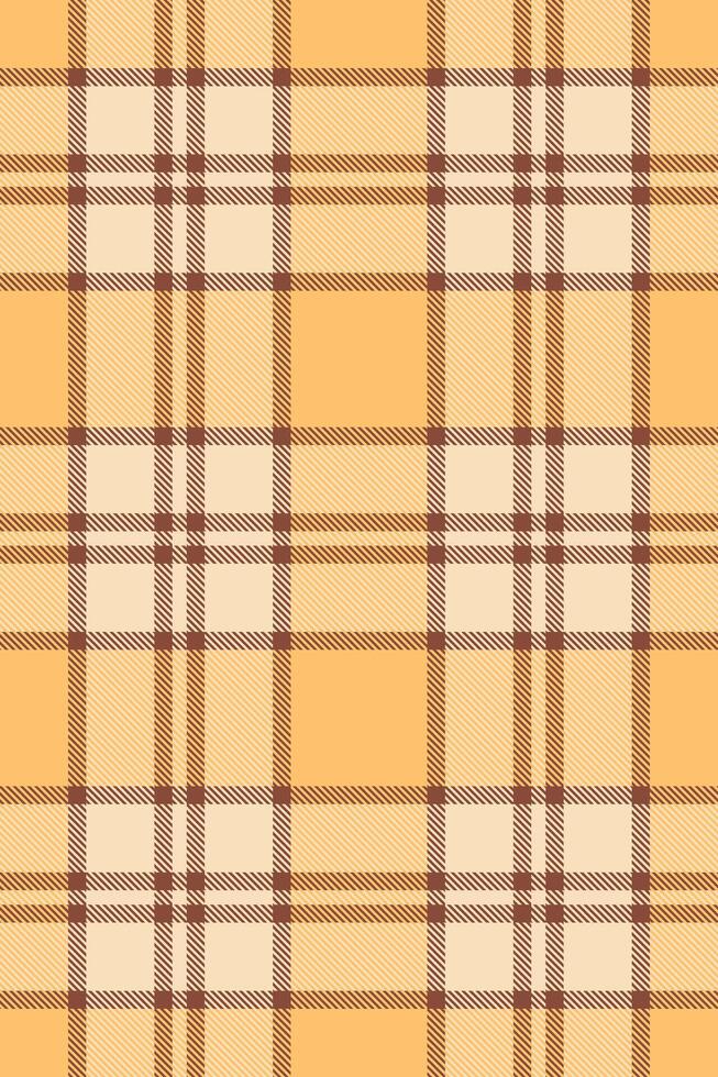 Curve textile plaid , girly seamless check pattern. Endless tartan background texture fabric in light and orange colors. vector