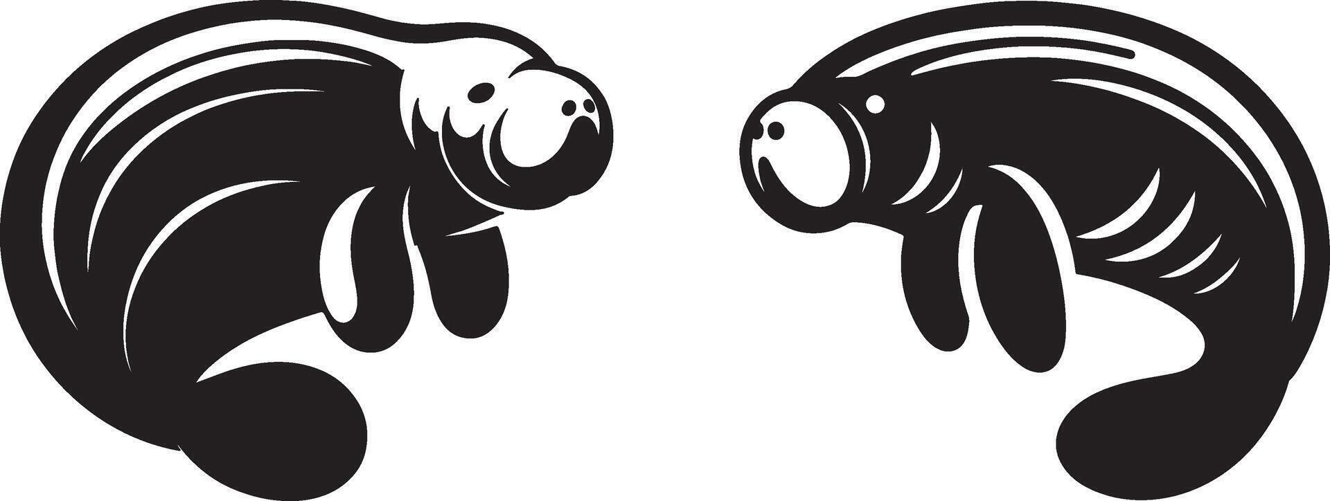 Manatee Silhouette Collection Perfect for Logos And Designs vector