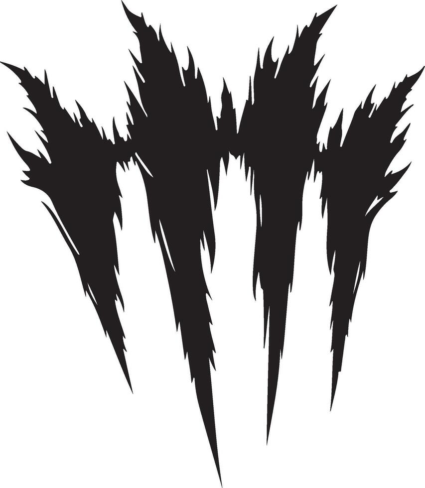 Black Claw Scratches Animal Silhouette, Fierce Scratch Marks Isolated on White Background vector