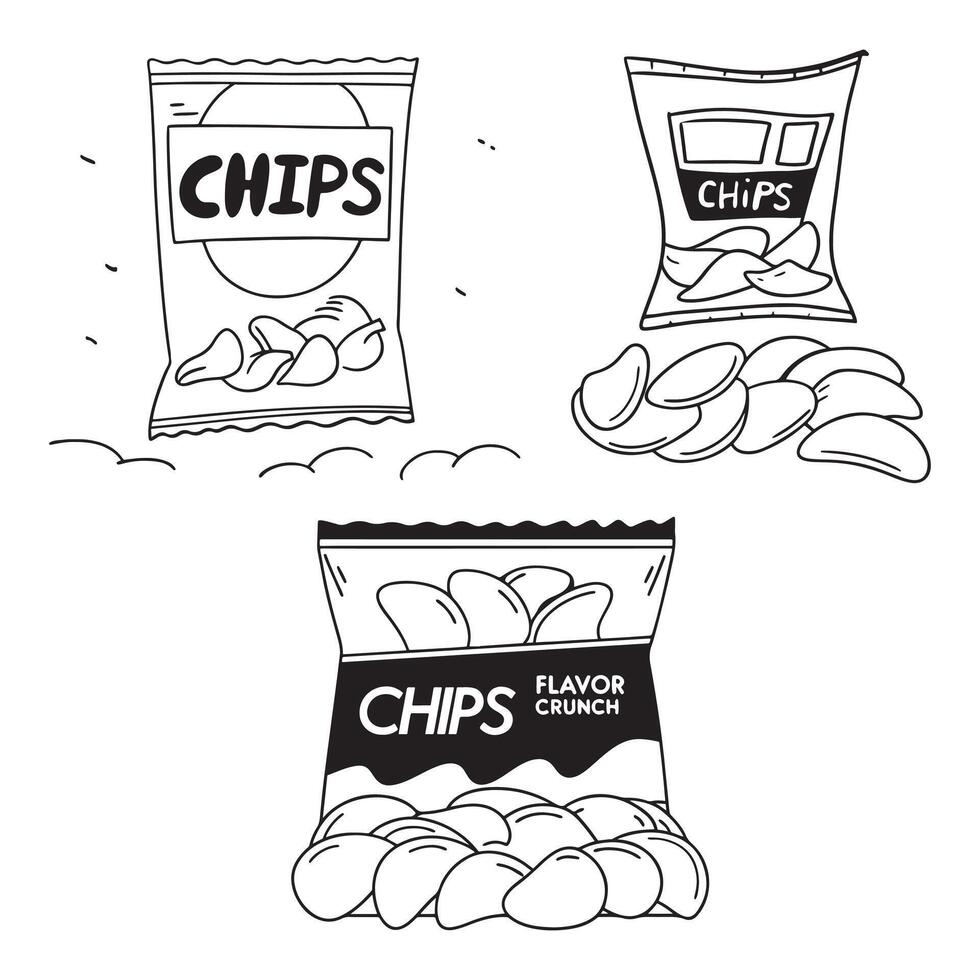 Potato chips package design vector