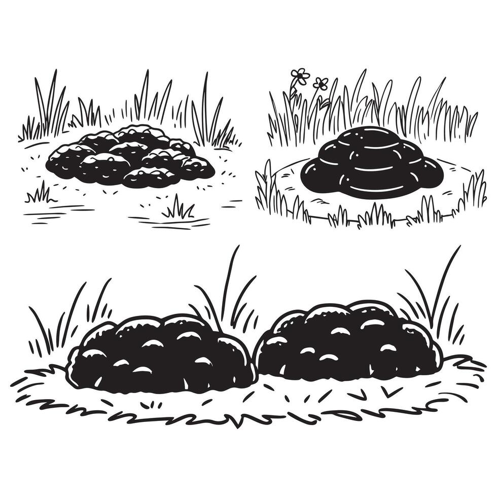 High angle view of cow dung in the grass vector