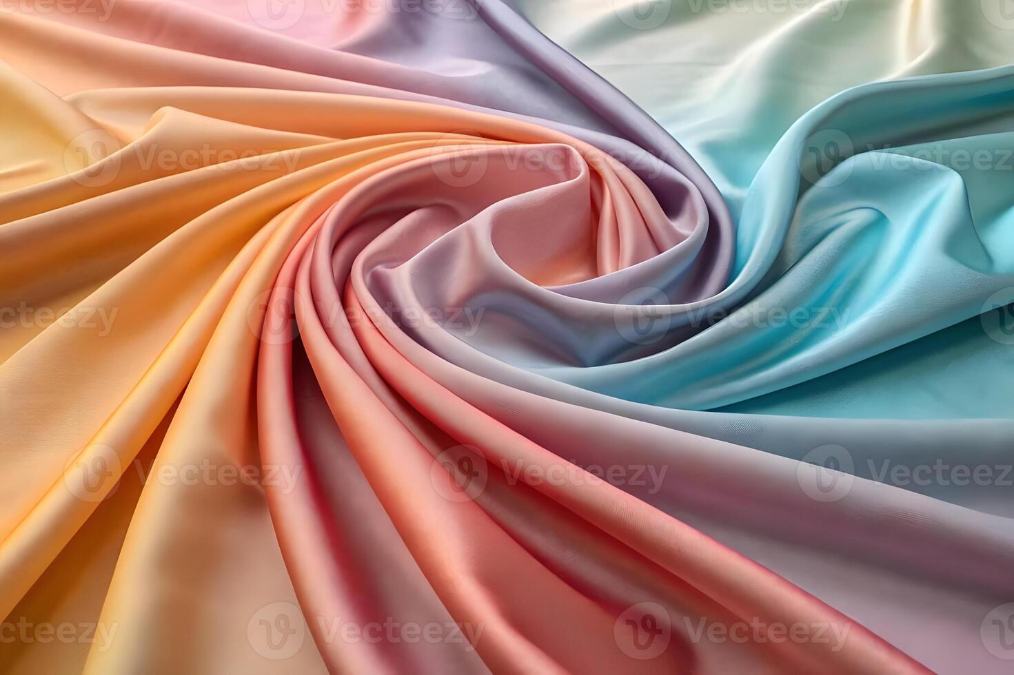 Soft satin fabric displaying a beautiful gradient of pastel colors swirling elegantly photo