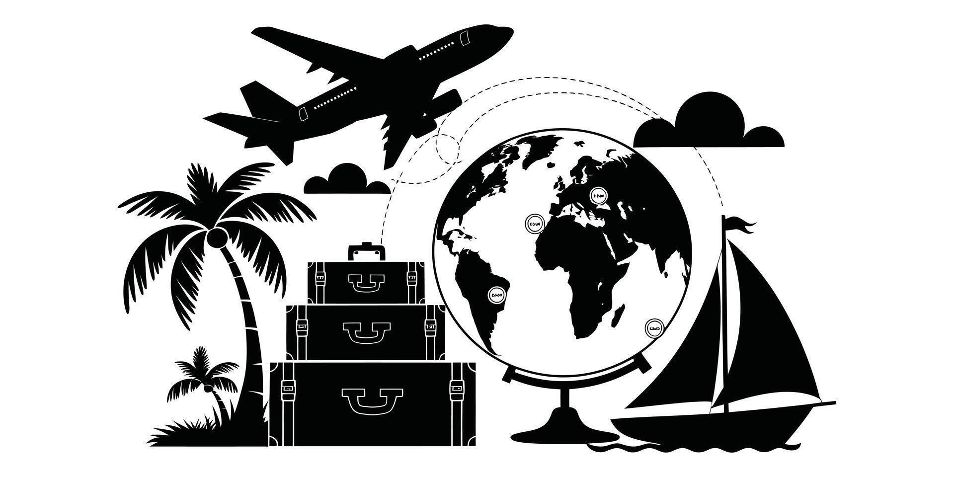 Adventure Awaits A Bold Silhouette Celebrating the Spirit of Travel vector