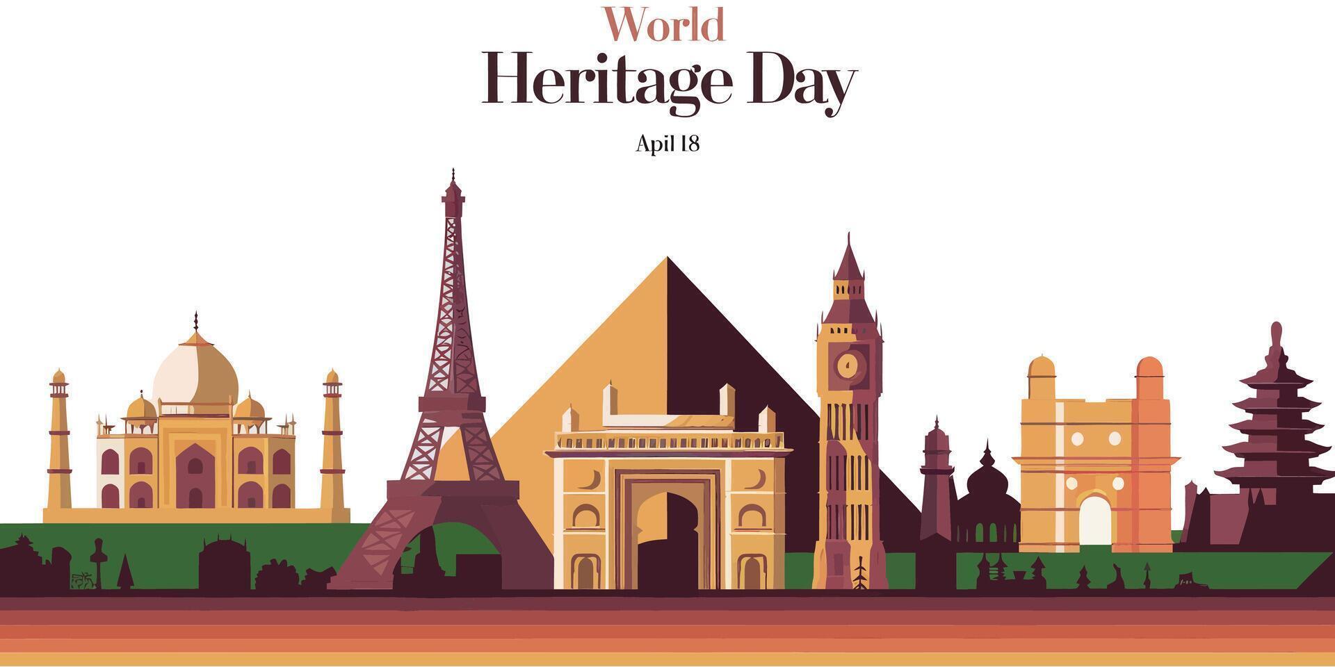 Timeless Monuments A Vibrant Celebration of World Heritage Day vector