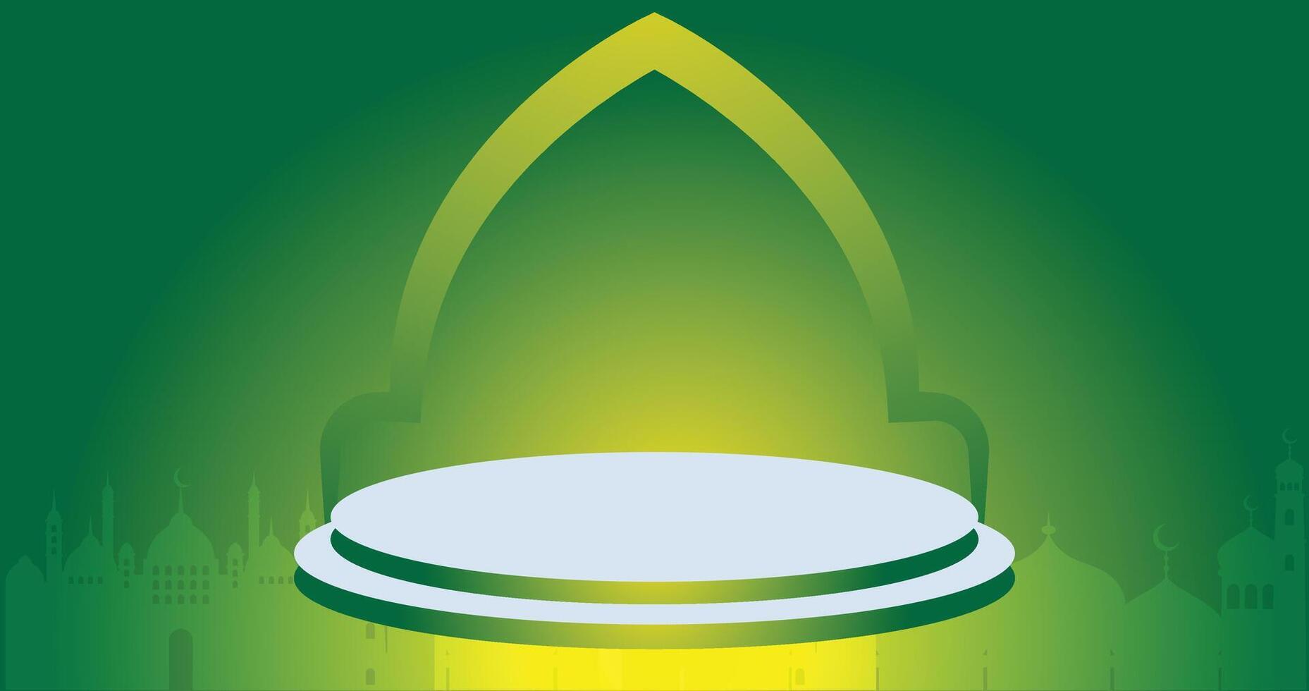 Banner ads on Round stage Colorful discount sale podium. Special offer composition green background vector
