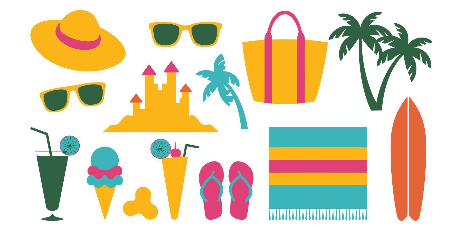 Beach Bliss A Crisp Silhouette Collection of Summer Essentials vector