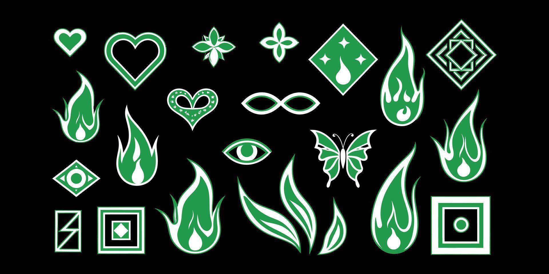 Emerald Flames A Bold and Artistic Collection of Green Motif Designs vector
