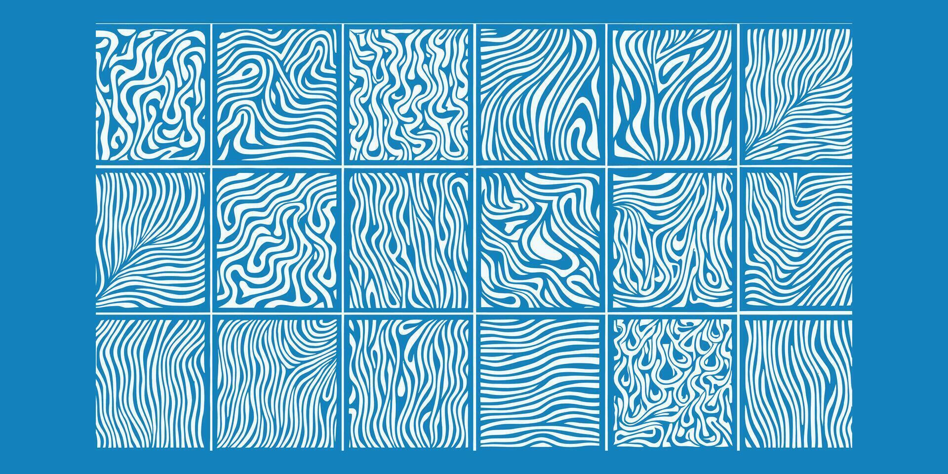 Fluid Elegance A Creative Array of Abstract Patterns in a 4x4 Tile Grid vector