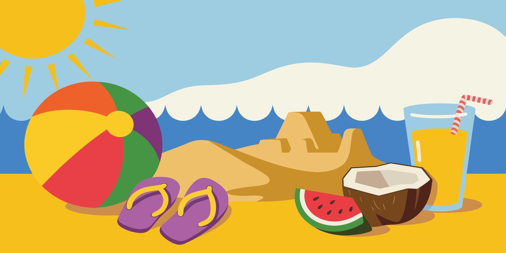 Summer Bliss A Vibrant Celebration of Sunny Beach Days vector