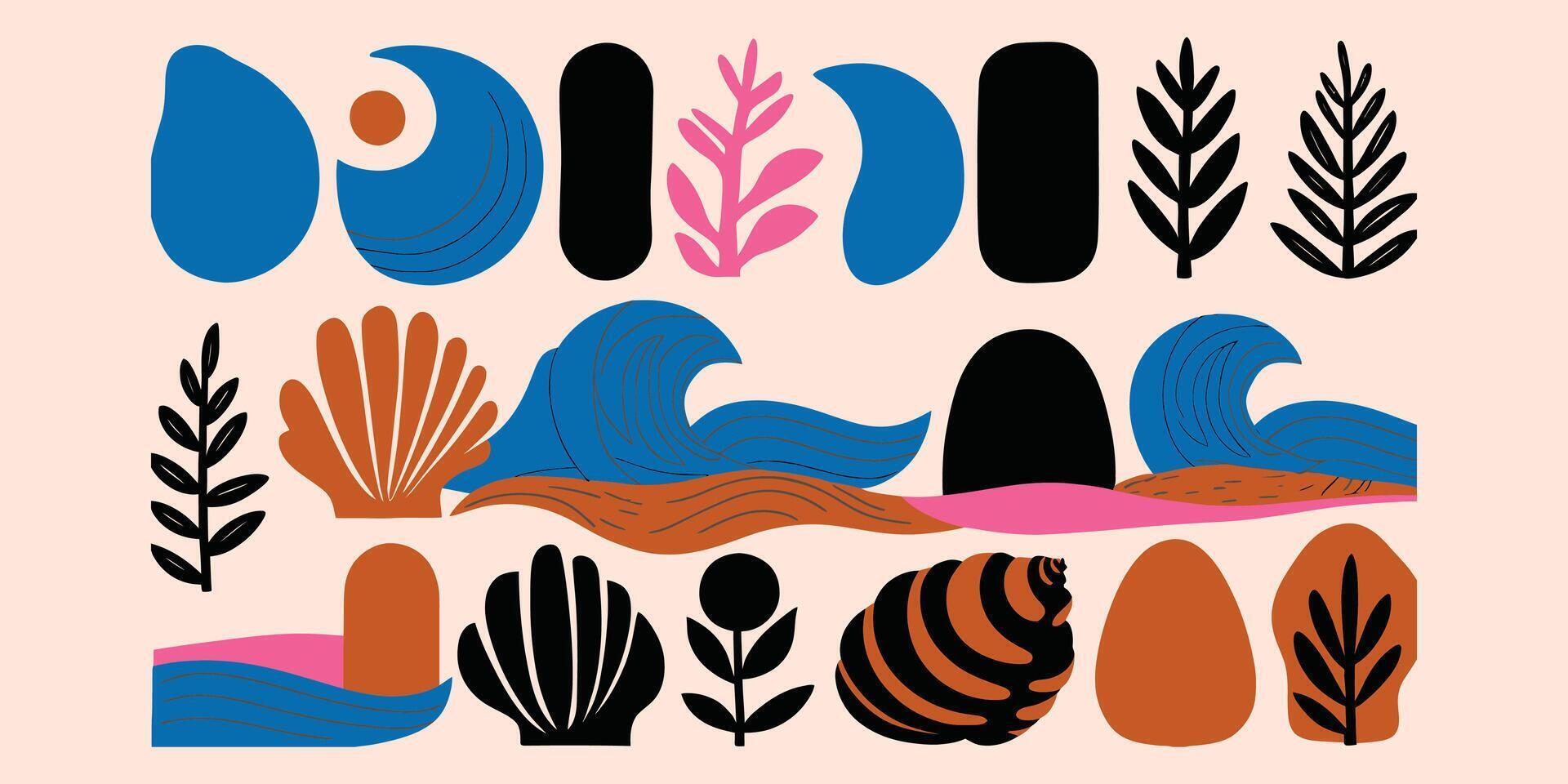 Organic Elegance A Modern Exploration of Bold Abstract Nature-Inspired Illustrations vector