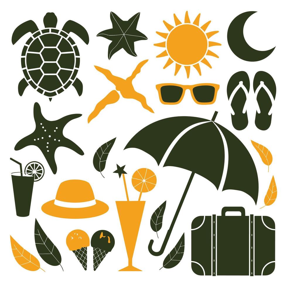 Tropical Impressions A Minimalistic Silhouette Set for Summer Bliss vector
