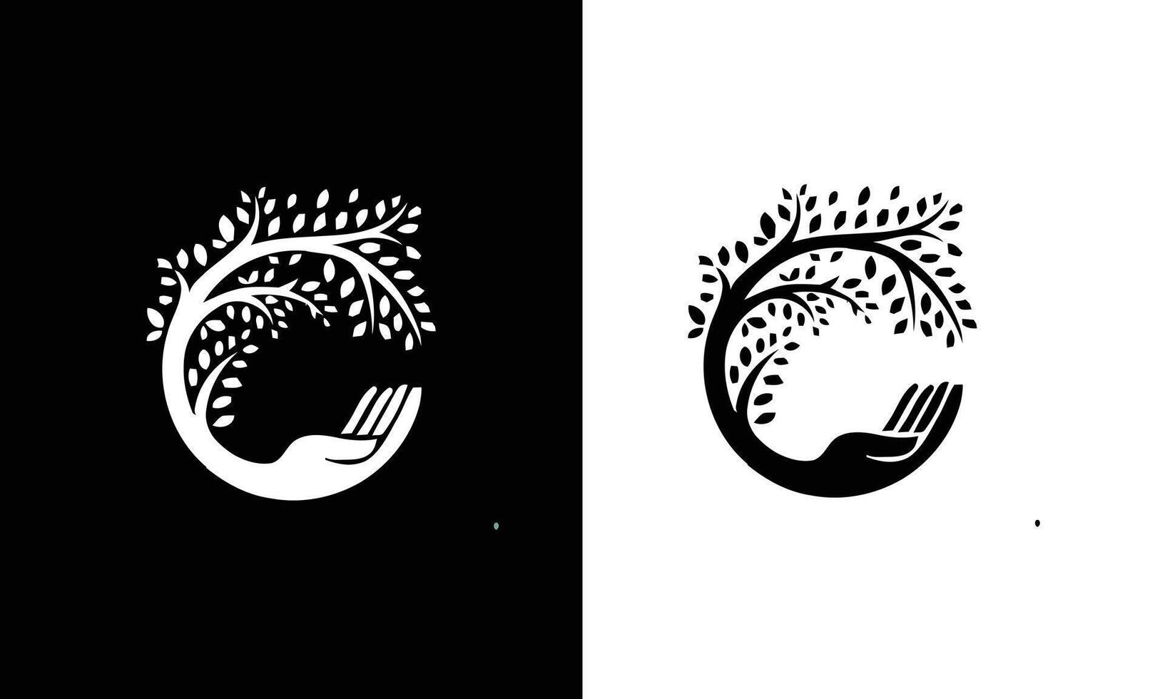 Tree of Life Logo with Hand Symbolizing Care and Growth vector