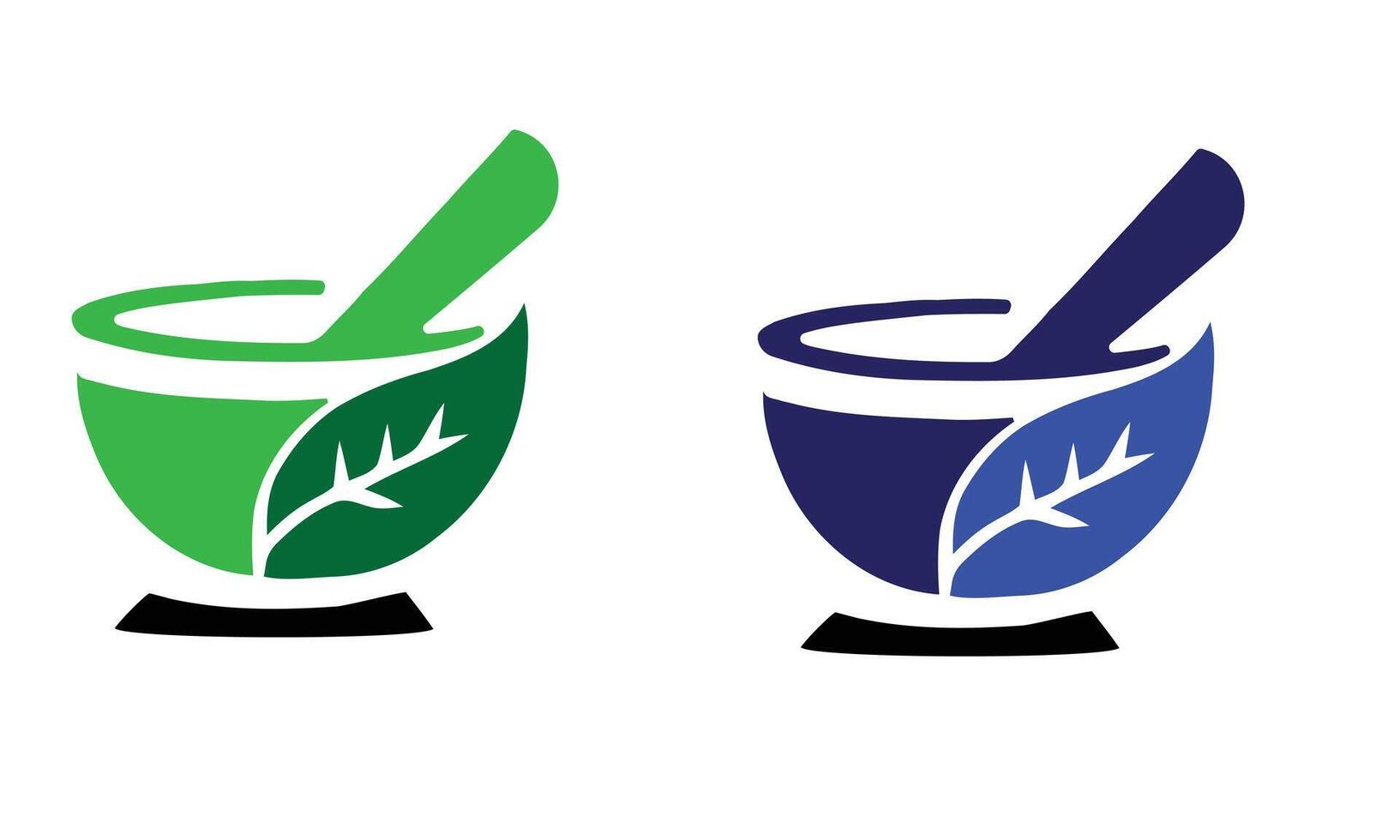 mortar and pestle with herbs vector