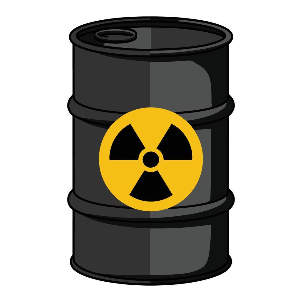 Barrel with nuclear pollution icon. illustration of a biohazard, radioactive, and toxic waste container, symbolizing environmental danger and hazardous materials. vector