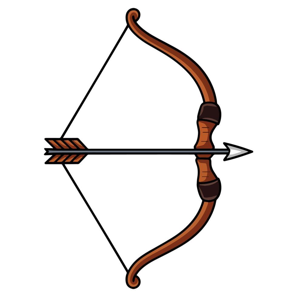Bow and arrow isolated on white background. Simple archery illustration, representing hunting, sport, or medieval weaponry. vector