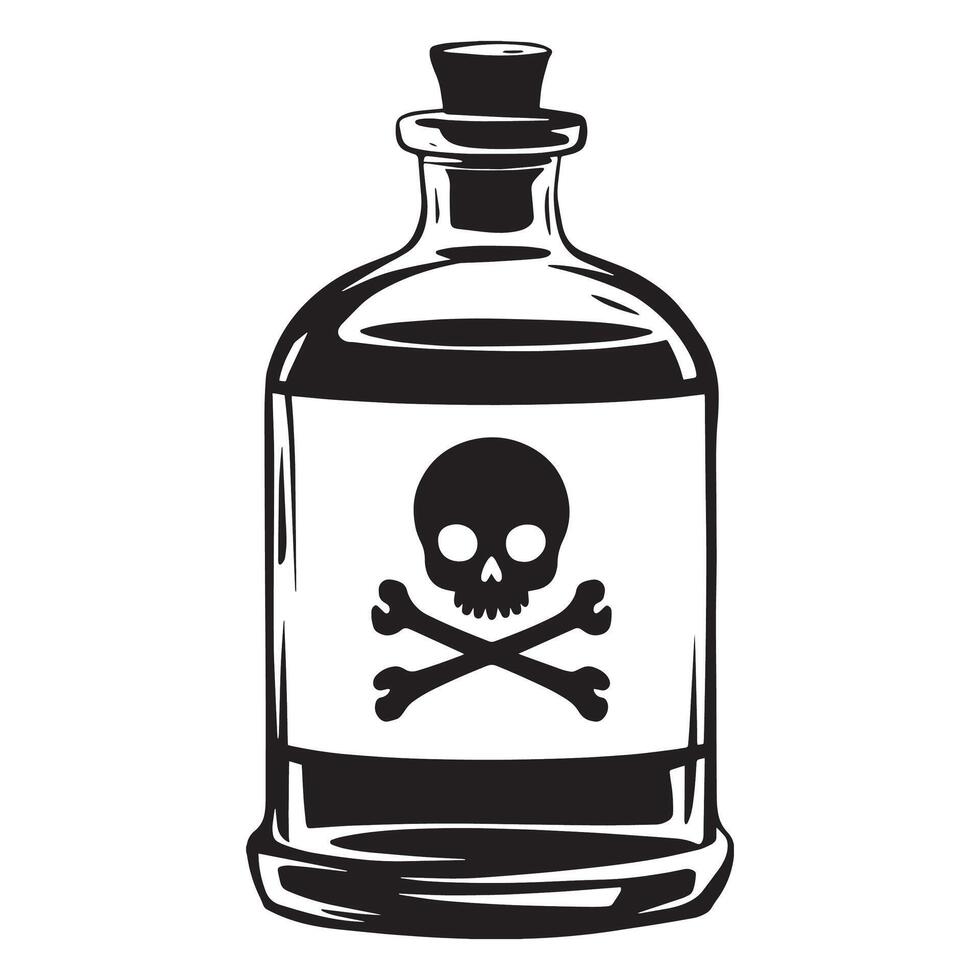 Poison bottle with crossbones label. icon of a toxic chemical bottle with a skull and crossbones sign. Ideal for games, websites, and hazardous material concepts. vector