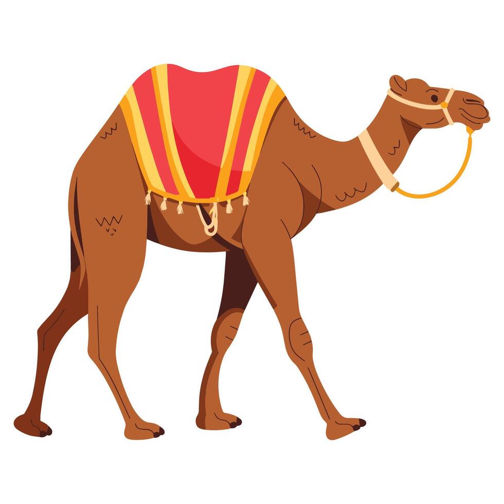 a cartoon camel. A simple, friendly character, with a white background. vector