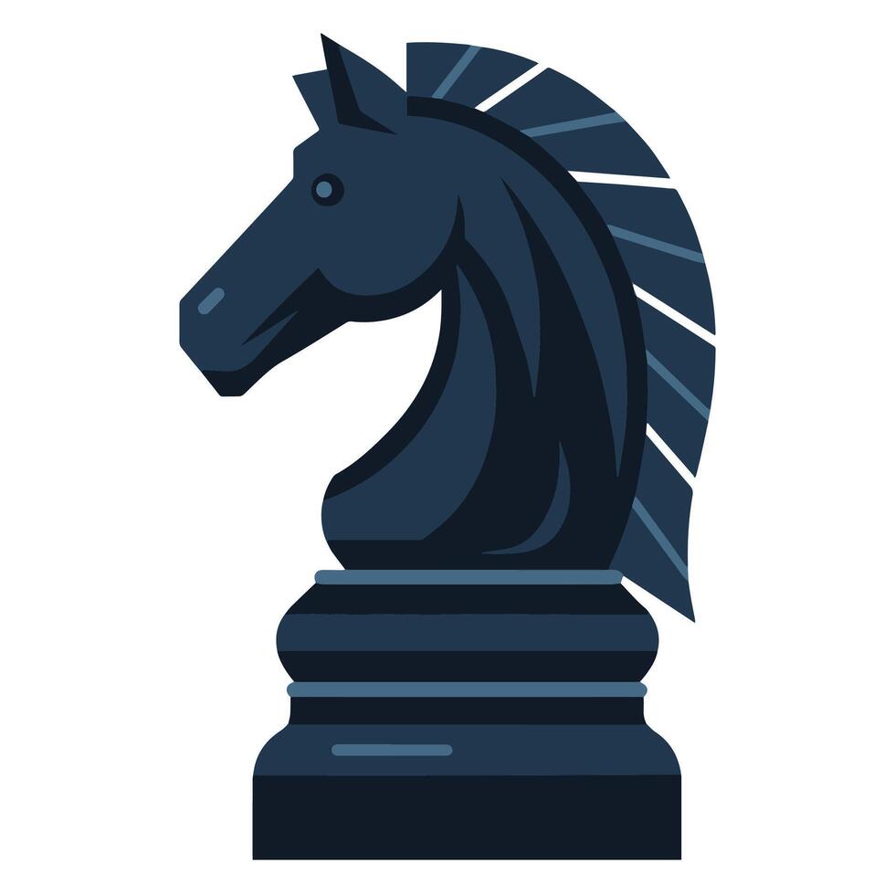 Chess knight icon, simple illustration on a white background. Minimalist horse chess piece symbol for strategy, board games, and competition themes. vector