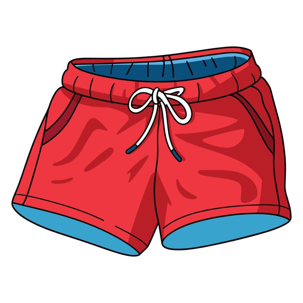 Cool red boxer shorts in cartoon style. illustration of comfortable and stylish boxer briefs, perfect for casual and fun designs. vector