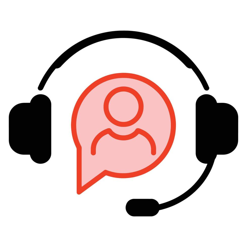 Hotline support icon with headphones. Call center, customer consultation, and user assistance concept. Customer service emblem for e commerce and business support. vector