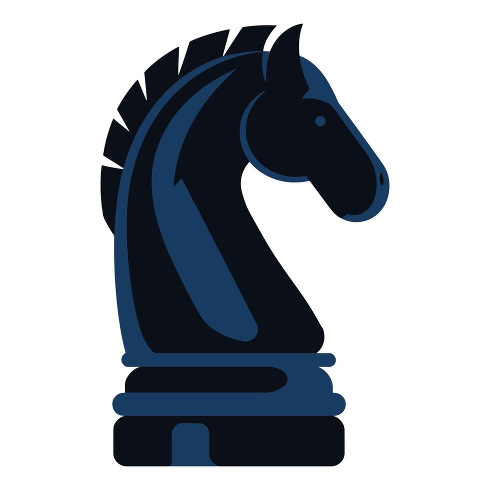 Knight chess piece illustration. Classic horse shaped chess figure, symbolizing strategy and tactics. Isolated on a white background. vector
