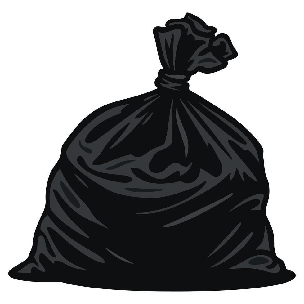Plastic Garbage Bag Icon. illustration of a trash bag, isolated on white. Ideal for waste management themes, environmental designs, and cleaning product branding. vector
