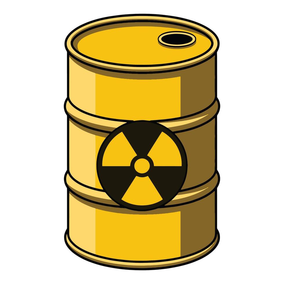 Radioactive waste barrel icon. Toxic barrel with biohazard symbol, cartoon style . Isolated hazardous material storage illustration. vector