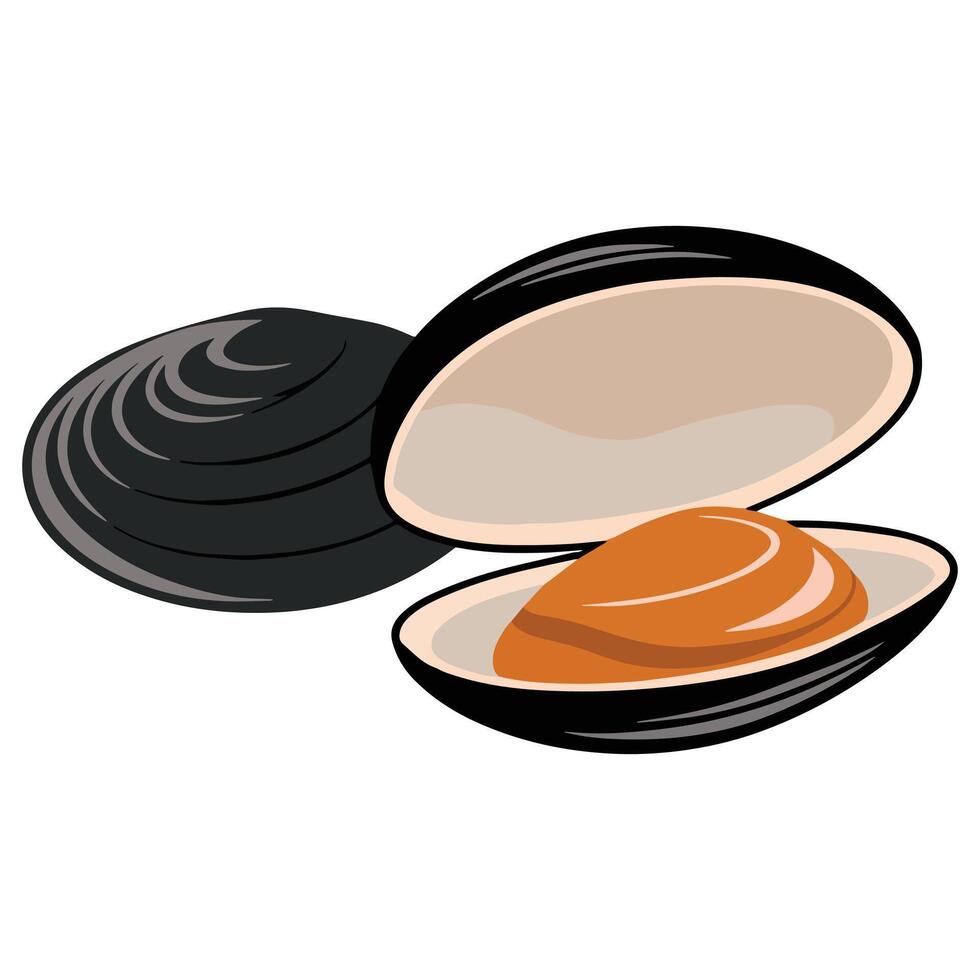 Fresh oyster isolated on white background. Seafood delicacy icon for menus, labels, and prints. vector