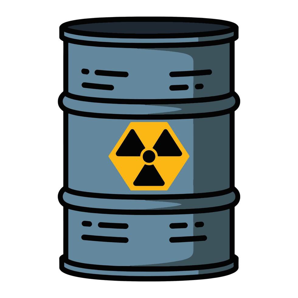 toxic waste contamination icon. illustration featuring a hazardous barrel with a danger symbol, representing pollution and environmental risk. vector
