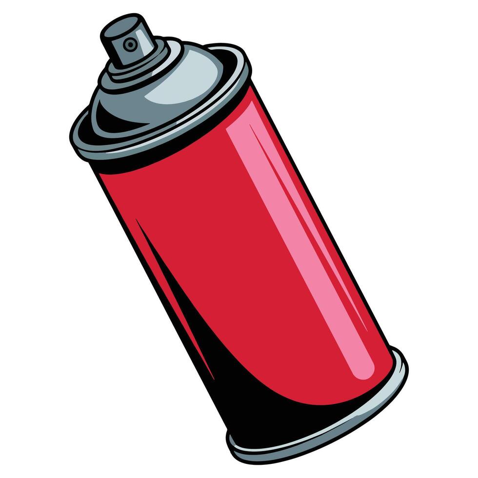 Spray can flat icon. Simple cartoon aerosol illustration with red paint bottle, graffiti tools, and logo design. Isolated on a white background for art and street design themes. vector