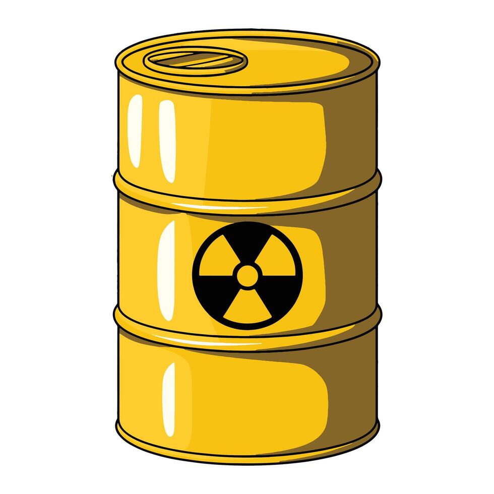 Toxic, radioactive waste barrel . Cartoon illustration of a hazardous waste container. Isolated dump and storage symbol. vector